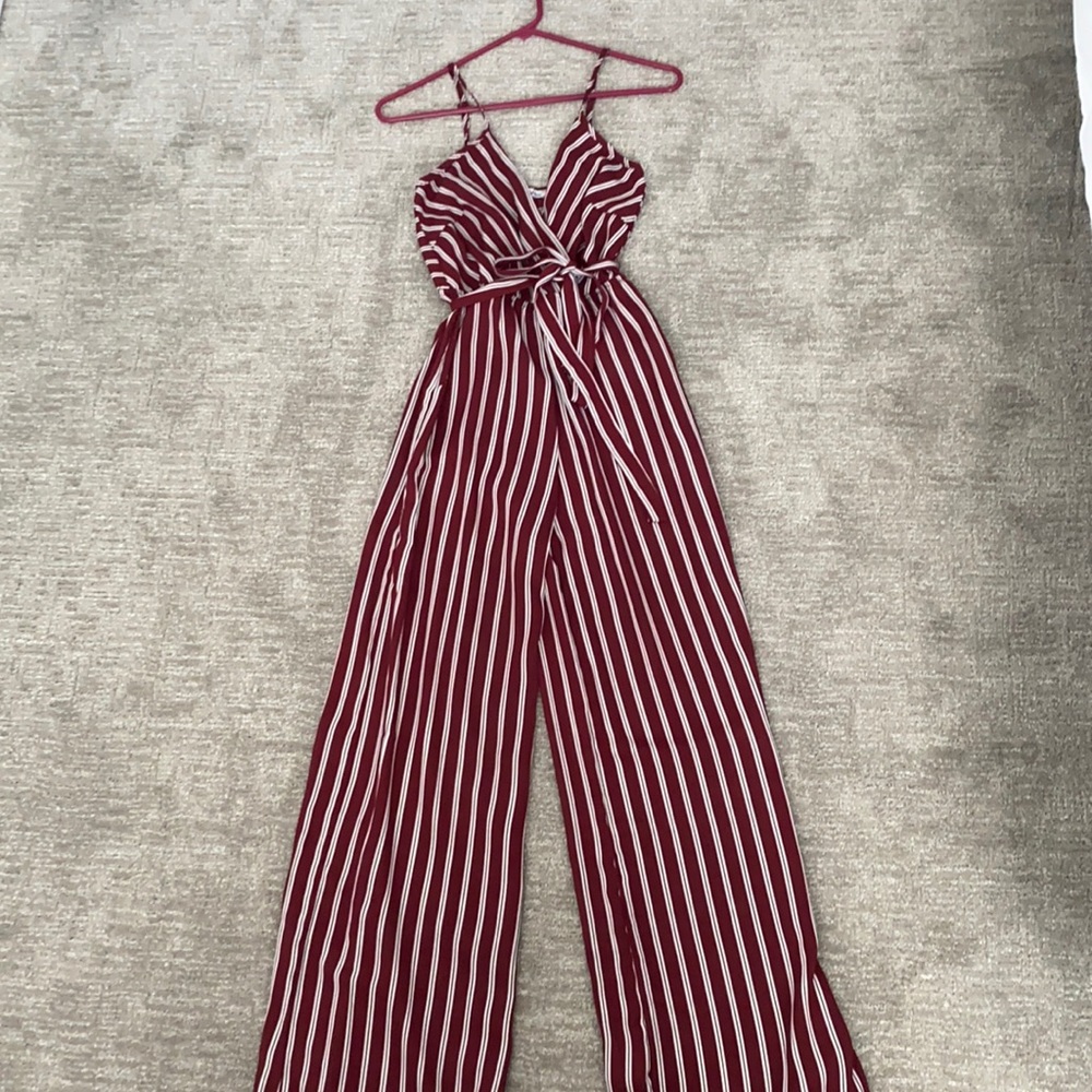 Wide leg striped Jump Suite